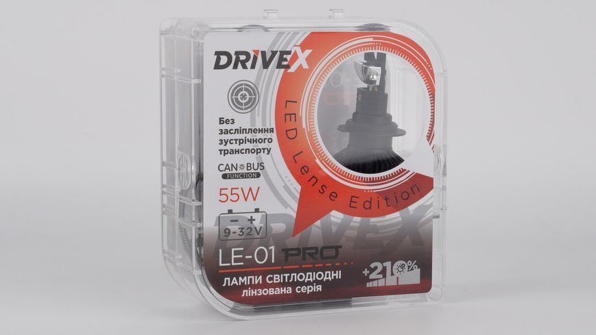 DriveX LE-01 PRO HB3/9005 LED-лампи автомобільні, 55 Вт, 5500K, CANBUS, 2 шт. DR-00020573 фото